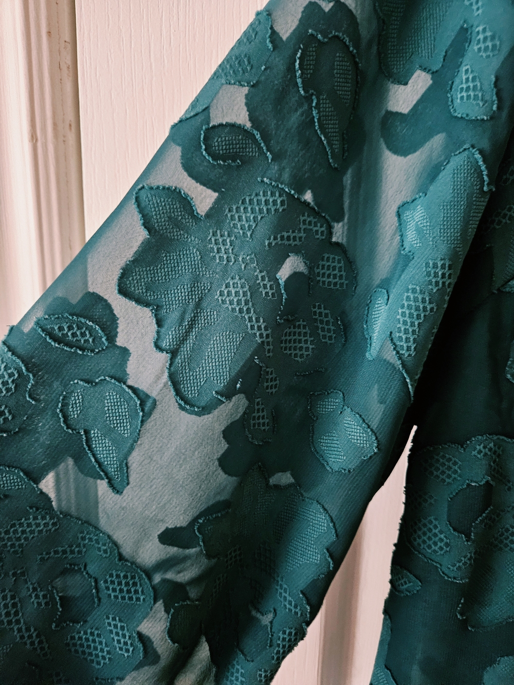 Sheer Floral Green Burnout Blouse